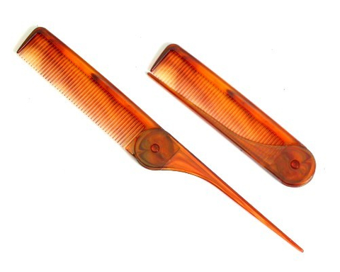 雙色摺疊尖尾扁梳